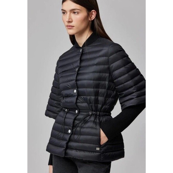 Soia & Kyo Women's S Macy Light Down Knit Jacket Elbow Sleeves Semi Fitted Black - Picture 3 of 16